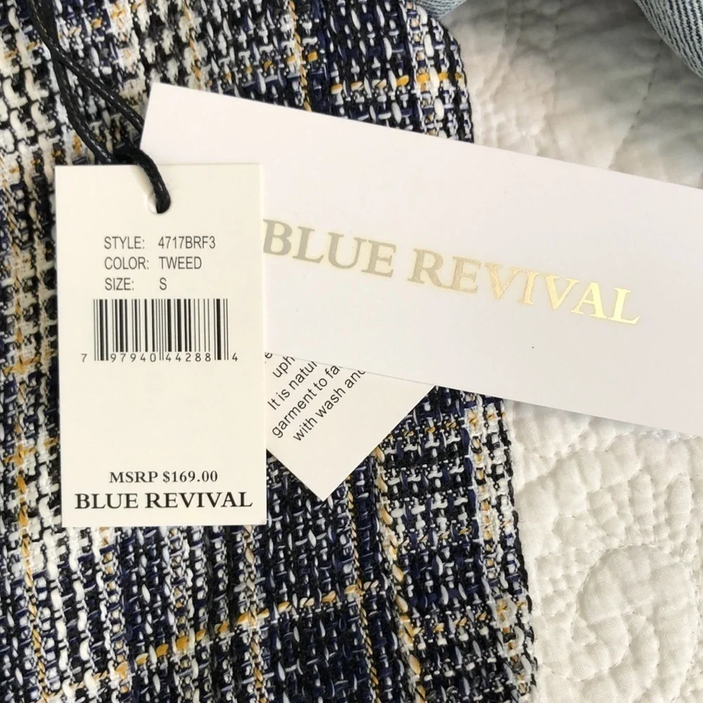 BLUE REVIVAL MIX DENIM HELEN BLAZER IN TWEED BLAZER SIZE S